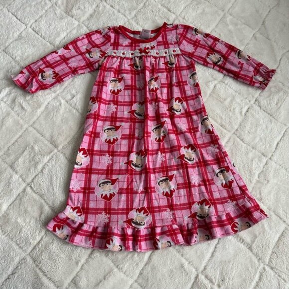 Elf on the Shelf | Red & Pink Plaid Flannel Night Gown | Size 2T - Picture 2 of 11